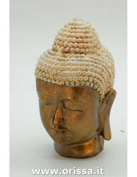 Statua testa Buddha tailandese in resina H 20cm
