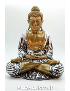 Statua Buddha IN RESINA ORO/ARGENTO H 50cm ALWIK078