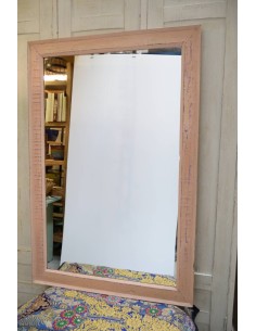Cornice in legno massello con specchio 120x80cm colore rosa stile shabby TD961