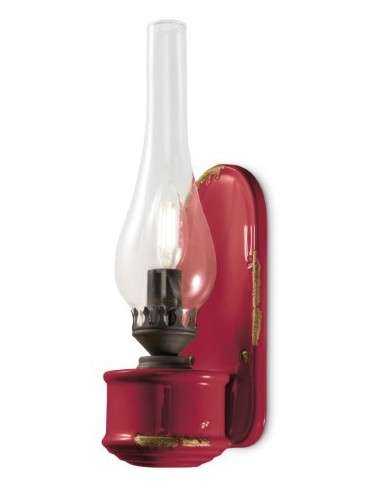 Lampada da parete applique retrò con paralume in vetro colori vari ferroluce C146