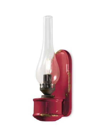 Lampada da parete applique retrò con paralume in vetro colori vari ferroluce C146