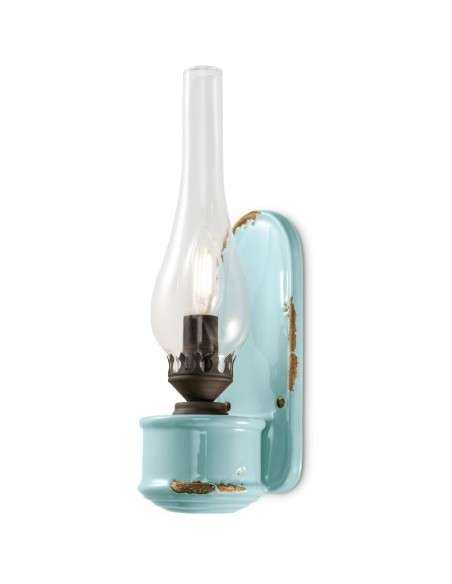 Lampada da parete applique retrò con paralume in vetro colori vari ferroluce C146