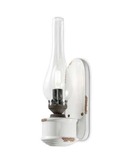 Lampada da parete applique retrò con paralume in vetro colori vari ferroluce C146