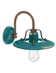 Lampada da parete applique retrò con paralume a cappello ferroluce  C1440 2