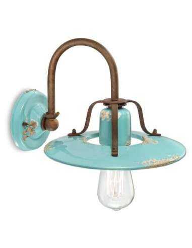 Lampada da parete applique retrò con paralume a cappello ferroluce  C1440
