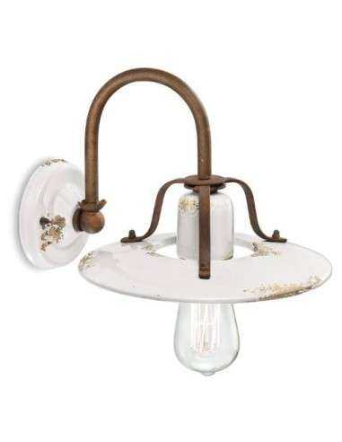 Lampada da parete applique retrò con paralume a cappello ferroluce  C1440