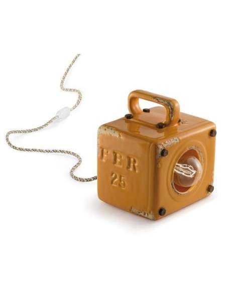 Lampada da tavolo cubo stile retrò industrial colorata ferroluce C1650