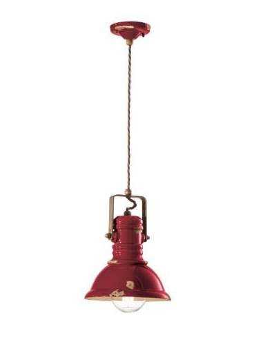 Lampada da sospensione retrò con paralume in colori vari C1691 ferroluce
