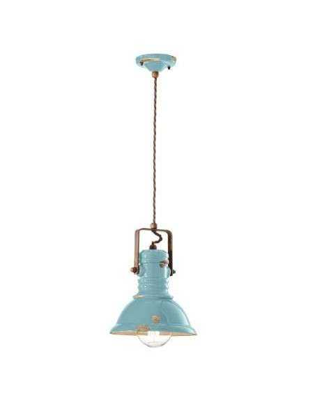 Lampada da sospensione retrò con paralume in colori vari C1691 ferroluce