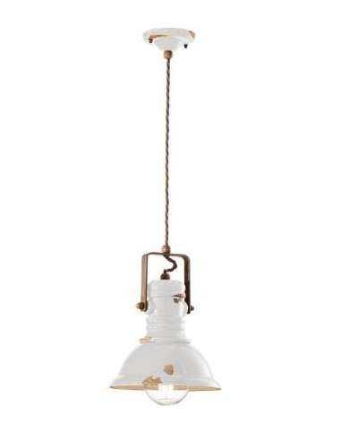Lampada da sospensione retrò con paralume in colori vari C1691 ferroluce
