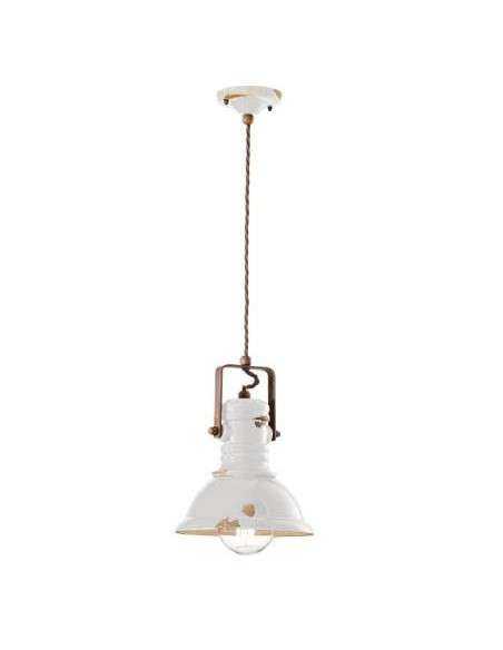 Lampada da sospensione retrò con paralume in colori vari C1691 ferroluce