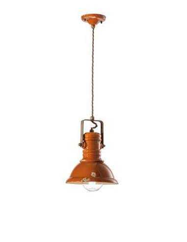 Lampada da sospensione retrò con paralume in colori vari C1691 ferroluce