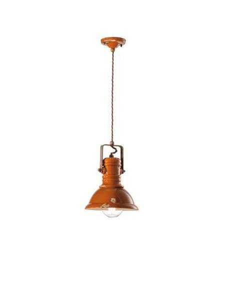 Lampada da sospensione retrò con paralume in colori vari C1691 ferroluce
