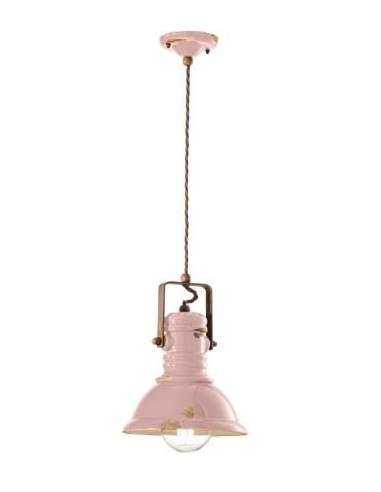 Lampada da sospensione retrò con paralume in colori vari C1691 ferroluce
