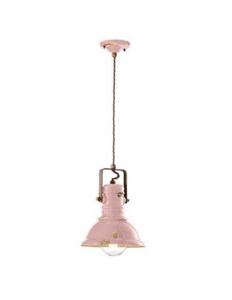 Lampada da sospensione retrò con paralume in colori vari C1691 ferroluce
