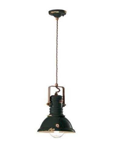Lampada da sospensione retrò con paralume in colori vari C1691 ferroluce
