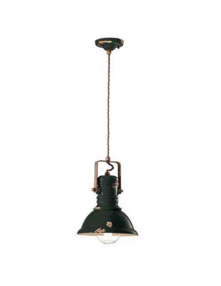 Lampada da sospensione retrò con paralume in colori vari C1691 ferroluce