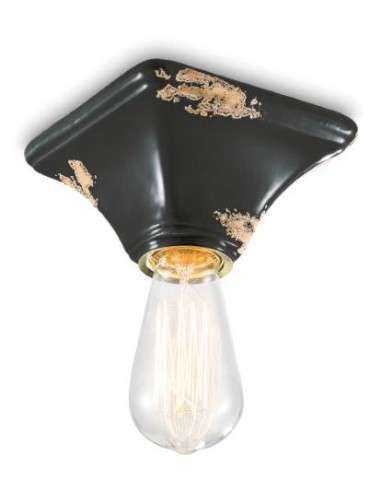 Lampada plafoniera industrial retrò in colori vari base quadrata ferroluce C135