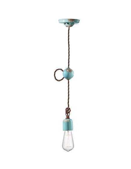 Lampada da sospensione retrò a filo in ceramica colori vari ferroluce C660