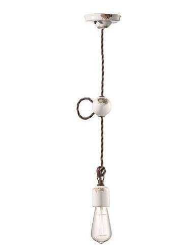 Lampada da sospensione retrò a filo in ceramica colori vari ferroluce C660