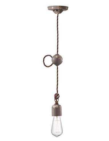 Lampada da sospensione retrò a filo in ceramica colori vari ferroluce C660