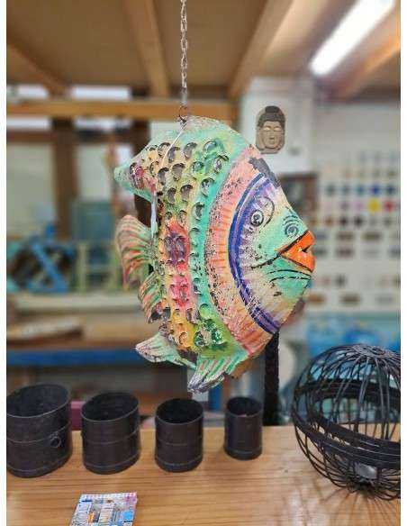 Pesce lanterna in ferro colorato - piccolo TL211P