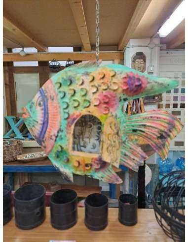 Pesce lanterna in ferro colorato - piccolo TL211P