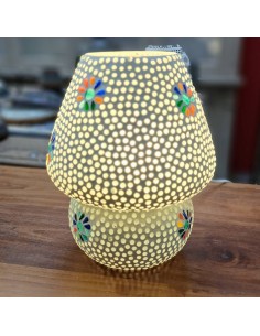 Lampada etnica a Mosaico in vetro colorato altezza 23CM rotonda LAMP394 2