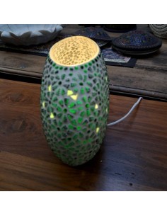 Lampada etnica a mosaico fiori verdi forma ellissi LAMP129 2
