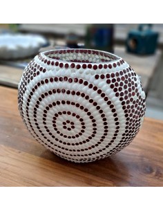 Lampada etnica a mosaico colore rosso/arancione forma ellissi LAMP129