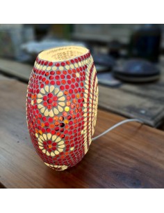 Lampada etnica a mosaico colore rosso/arancione forma ellissi LAMP129 2