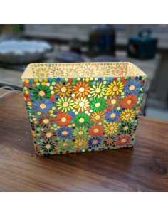 Lampada etnica a mosaico colore bianco e vetrini multicolore forma rettangolare LAMP831 2