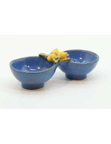 Ciotola sale e pepe in ceramica con decorazione colore BLU - OH02BLU