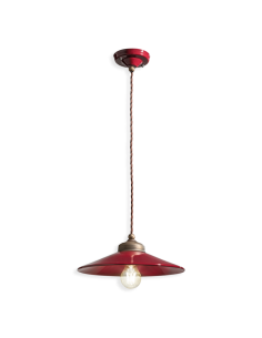 Lampada a sospensione retrò con paralume a cappello ferroluce C1635