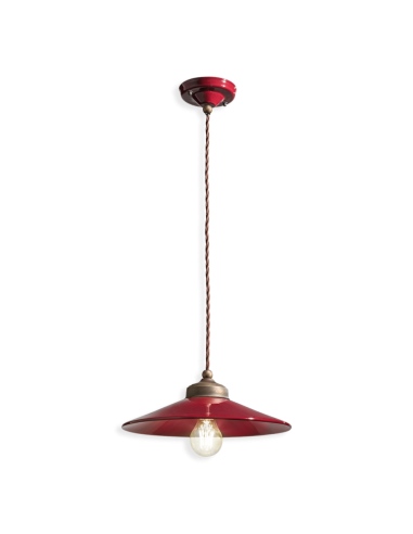 Lampada a sospensione retrò con paralume a cappello ferroluce C1635