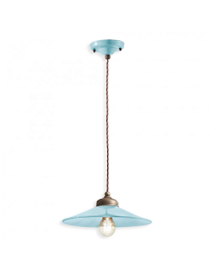 Lampada a sospensione retrò con paralume a cappello ferroluce C1635 2
