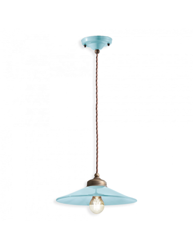 Lampada a sospensione retrò con paralume a cappello ferroluce C1635