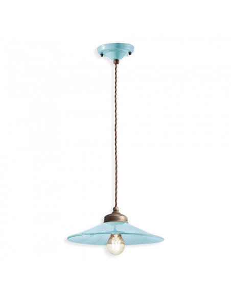 Lampada a sospensione retrò con paralume a cappello ferroluce C1635