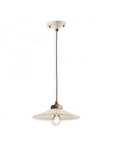 Lampada a sospensione retrò con paralume a cappello ferroluce C1635