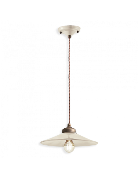 Lampada a sospensione retrò con paralume a cappello ferroluce C1635