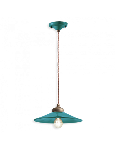 Lampada a sospensione retrò con paralume a cappello ferroluce C1635