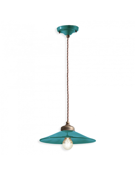 Lampada a sospensione retrò con paralume a cappello ferroluce C1635