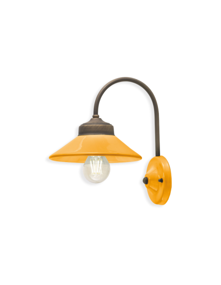 Lampada da parete applique retrò con paralume a cappello ferroluce C1630