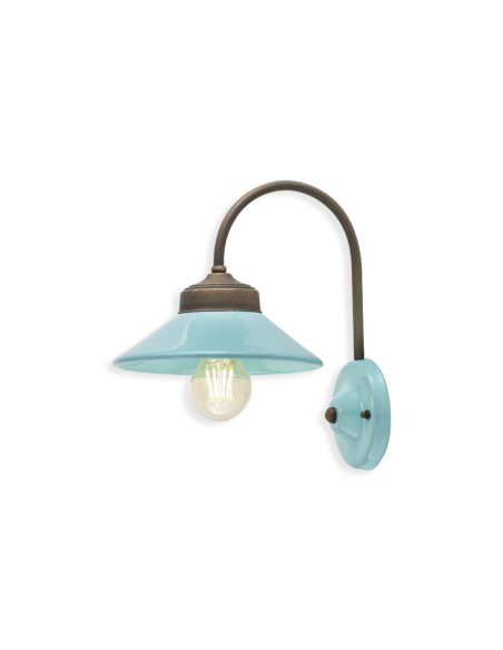 Lampada da parete applique retrò con paralume a cappello ferroluce C1630