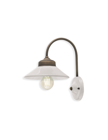 Lampada da parete applique retrò con paralume a cappello ferroluce C1630