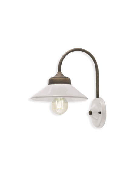 Lampada da parete applique retrò con paralume a cappello ferroluce C1630