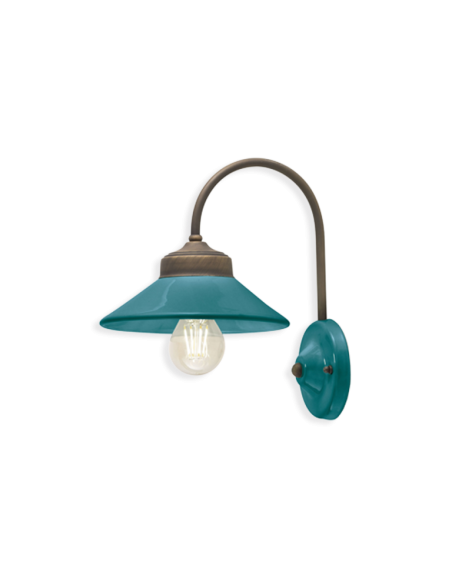Lampada da parete applique retrò con paralume a cappello ferroluce C1630