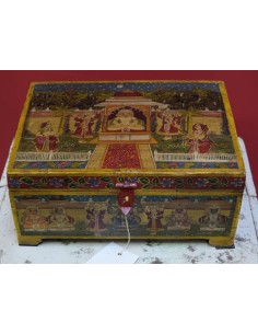 Scatola in legno etnica di produzione artigianale indiana TM082