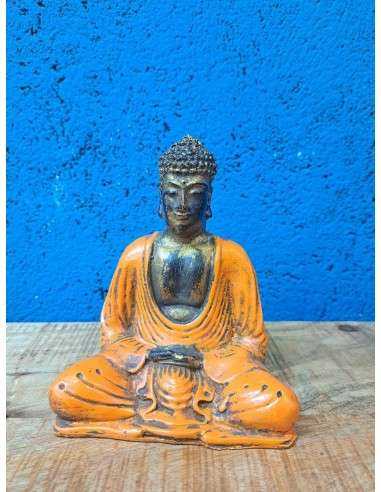 Statua Buddha Pekong Colore Arancio/Bronzo  H 15cm ALNWIK106