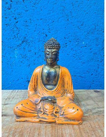 Statua Buddha Pekong Colore Arancio/Bronzo  H 15cm ALNWIK106